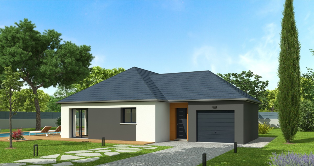 plan maison plain pied 3 chambres garage 90 m²